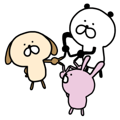 A panda and playful friends