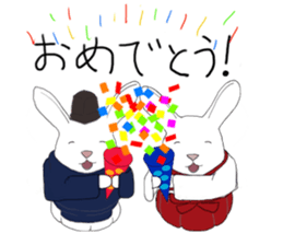 Rabbit Shinto priest and priestess sticker #9979471