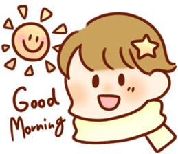 The boy with his friends in the sea. sticker #9983832