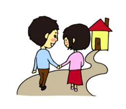 Cheerful husband with angry wife sticker #9988720