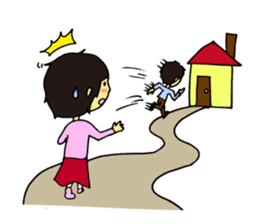 Cheerful husband with angry wife sticker #9988721