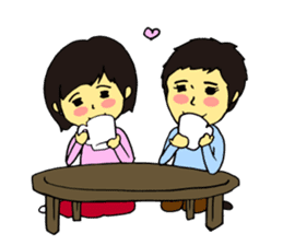 Cheerful husband with angry wife sticker #9988723