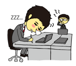 Cheerful husband with angry wife sticker #9988724