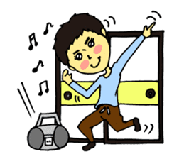 Cheerful husband with angry wife sticker #9988728