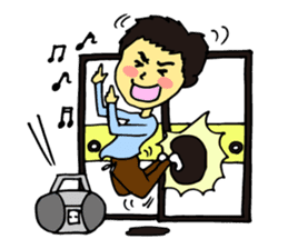 Cheerful husband with angry wife sticker #9988729