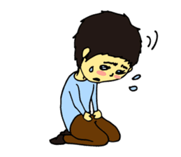 Cheerful husband with angry wife sticker #9988732