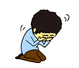 Cheerful husband with angry wife sticker #9988733