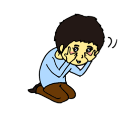 Cheerful husband with angry wife sticker #9988734