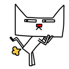 Square white cat sticker #9993417