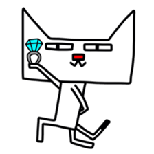 Square white cat sticker #9993420
