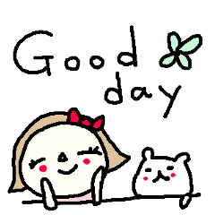 Cute girl and white bear stickers.