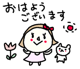 Cute girl and white bear stickers. sticker #9997344