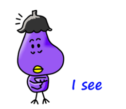 Eggplant chick English version sticker #10005047