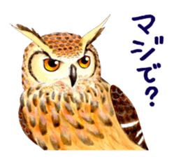 Cute horned owl Real style version sticker #10006425