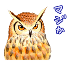 Cute horned owl Real style version sticker #10006426