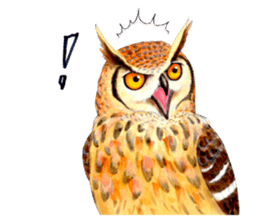 Cute horned owl Real style version sticker #10006435