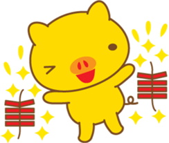gold pig01 sticker #10016259