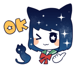 Cat ear girl in the starlit sky sticker #10017184