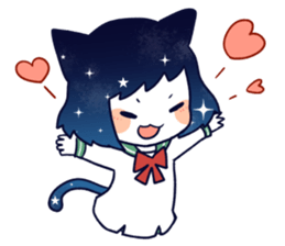 Cat ear girl in the starlit sky sticker #10017193