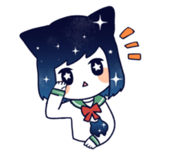 Cat ear girl in the starlit sky sticker #10017194