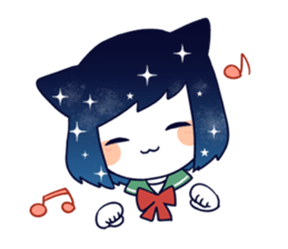 Cat ear girl in the starlit sky sticker #10017195