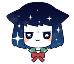 Cat ear girl in the starlit sky sticker #10017196