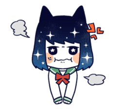 Cat ear girl in the starlit sky sticker #10017197