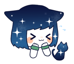 Cat ear girl in the starlit sky sticker #10017198