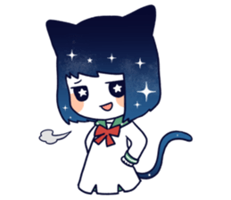 Cat ear girl in the starlit sky sticker #10017199