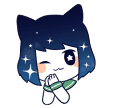 Cat ear girl in the starlit sky sticker #10017209