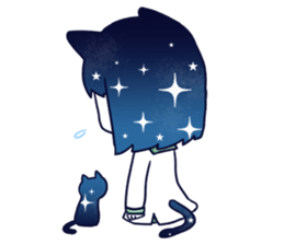 Cat ear girl in the starlit sky sticker #10017211