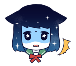 Cat ear girl in the starlit sky sticker #10017212