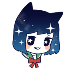 Cat ear girl in the starlit sky sticker #10017214