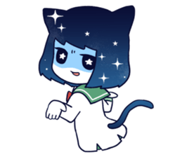 Cat ear girl in the starlit sky sticker #10017216