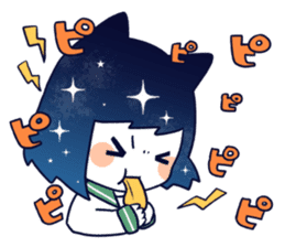 Cat ear girl in the starlit sky sticker #10017218