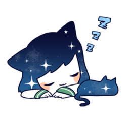 Cat ear girl in the starlit sky sticker #10017220