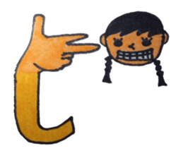 Sign language finger character sticker #10019195