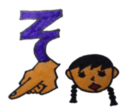 Sign language finger character sticker #10019198