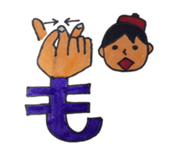 Sign language finger character sticker #10019218