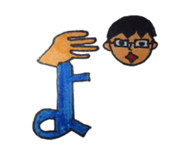 Sign language finger character sticker #10019221