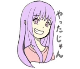 purple haired girl sticker #10024079