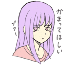 purple haired girl sticker #10024087