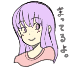 purple haired girl sticker #10024091