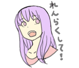 purple haired girl sticker #10024092