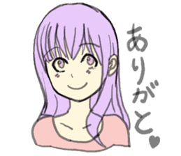 purple haired girl sticker #10024099