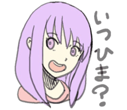 purple haired girl sticker #10024101