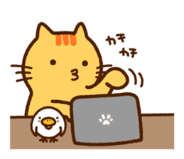 Brown tabby cat with his friends sticker #10026896