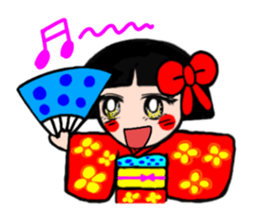 The girl who likes a kimono sticker #10055177