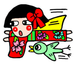 The girl who likes a kimono sticker #10055205
