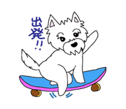 White terrier and happiness life sticker #10063272